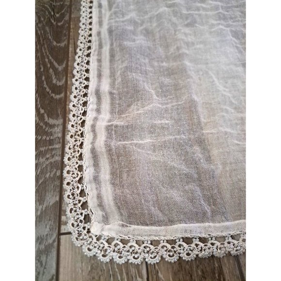 Vintage Handmade Centerpiece White Table Charger Seed Pearl Lace Edge 28x28 - Picture 2 of 4